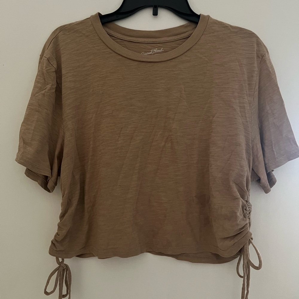 Tan Cinched Crop Top